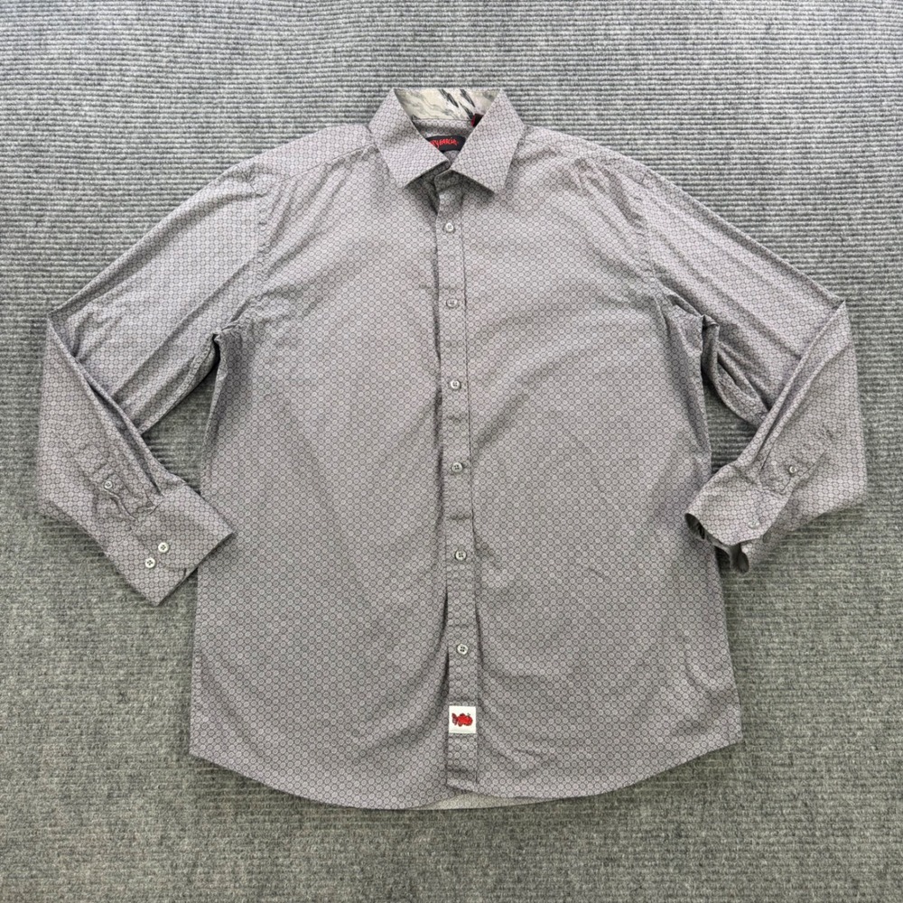 Jerry Garcia Excelsior Mens Large Grey Geometric Medallion Button Down Shirt L - Picture 2 of 16